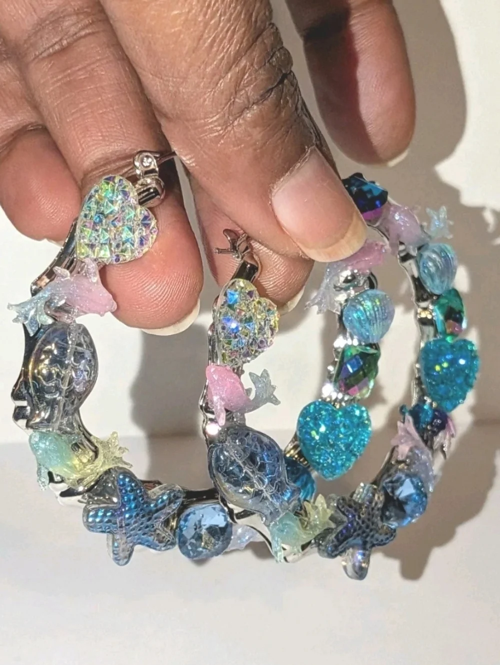Sea Treasures-Hand Crafted Large Hoop Earrings
